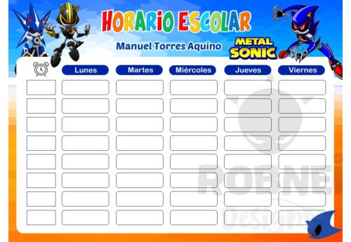 Sonic Metal Horario Escolar